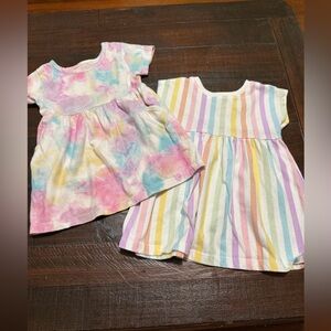 Girls' Pastel Tie-Dye & Rainbow Stripe Dress Set